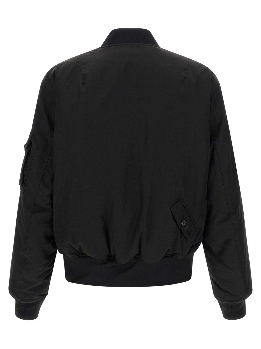 Black Solid Bomber Jacket 2