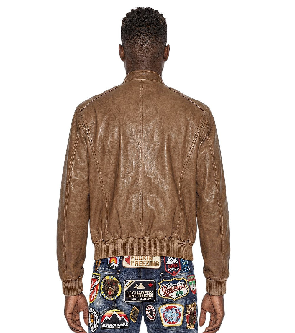 Brown Mandarin Collar Jacket 2
