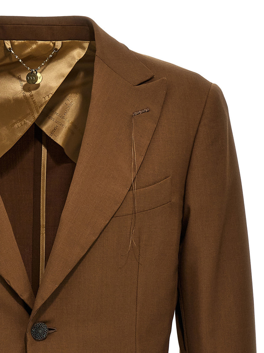 Brown Solid Notched Lapel Blazer 3