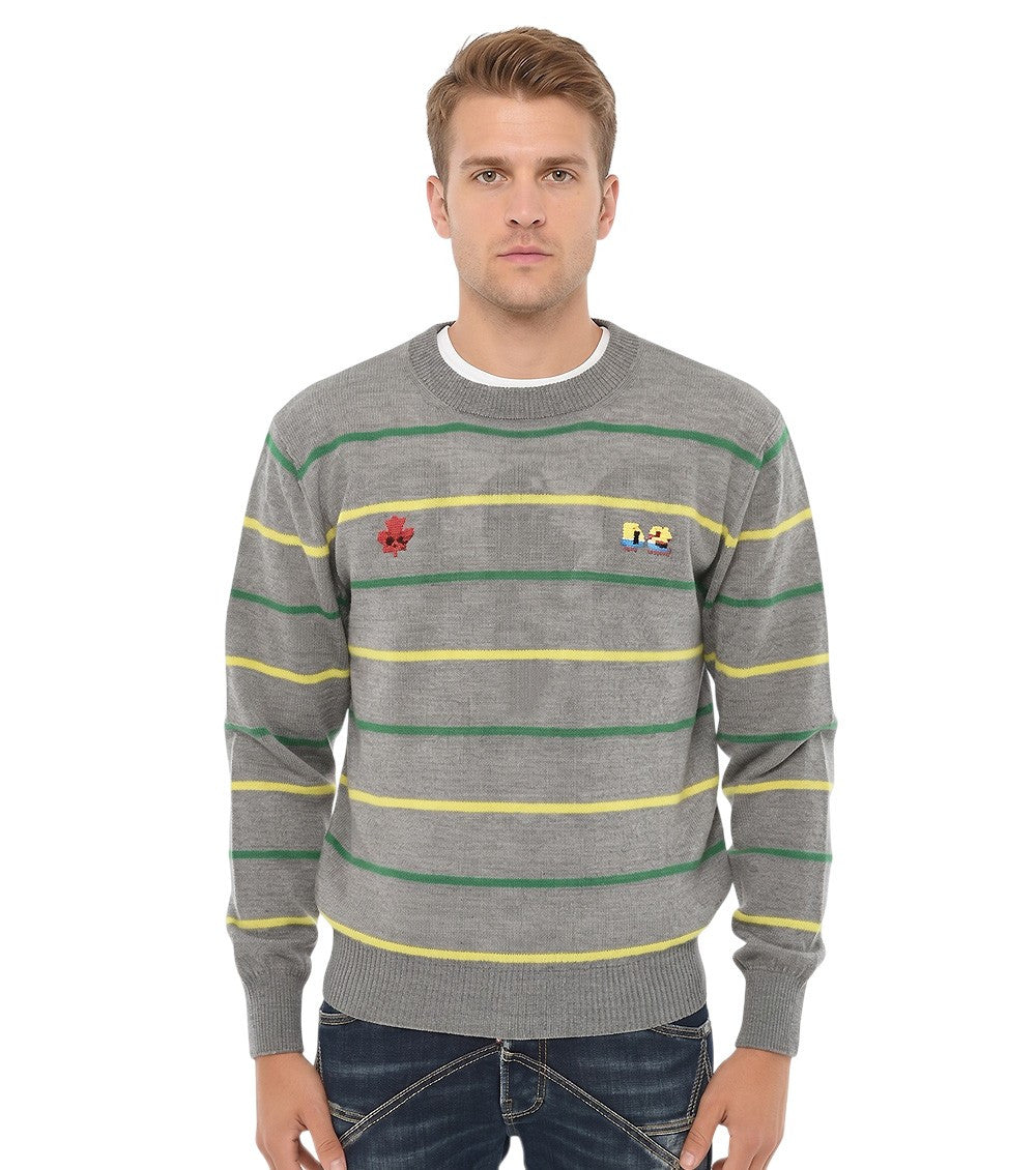 Grey Stripes Logo Sweater 1