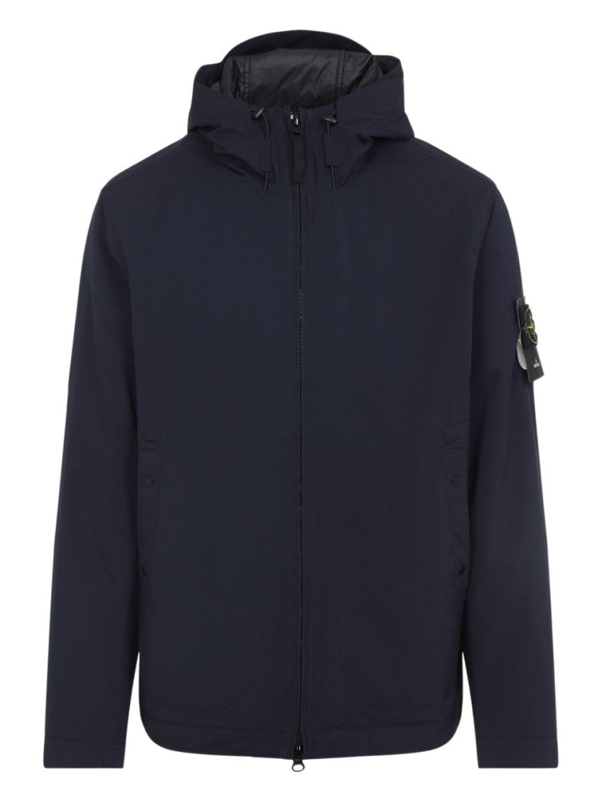 Navy Blue Solid Hood Jacket 1