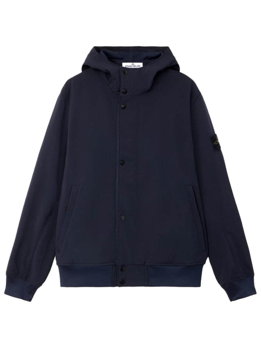 Blue Solid Hood Jacket 1