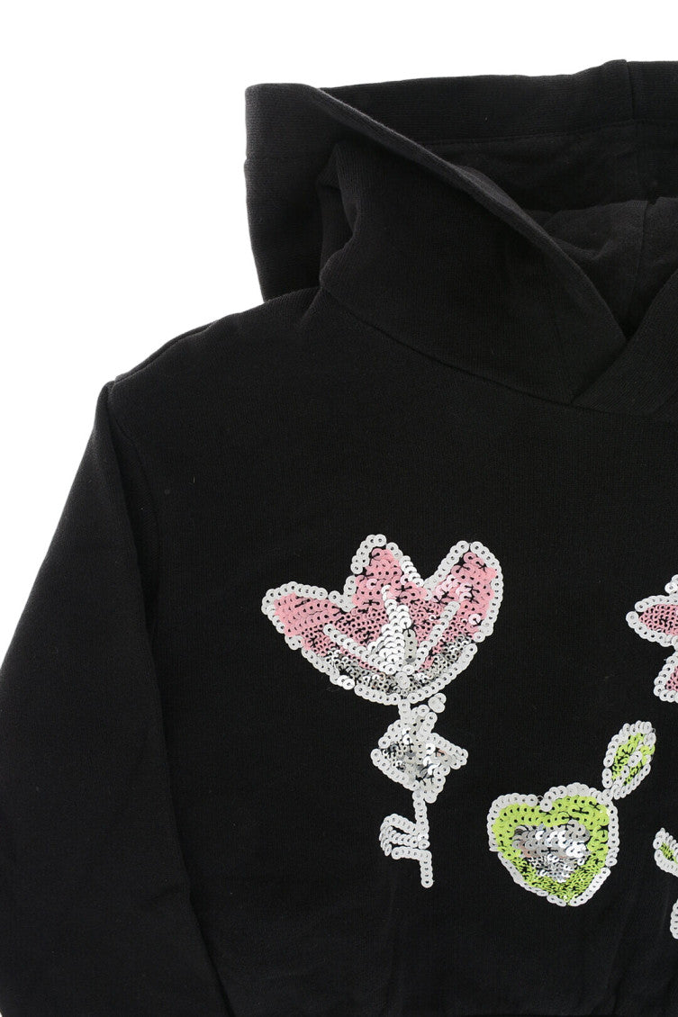 Girls Black Embellished Hoodie 2