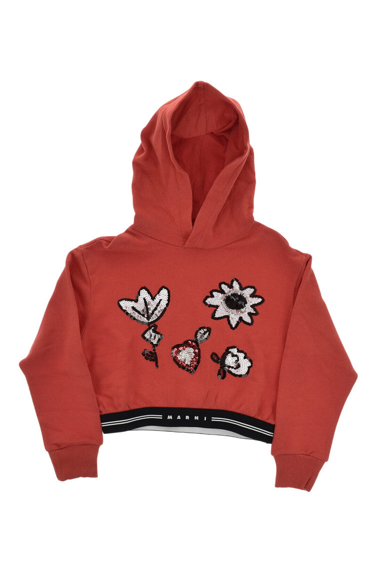 Girls Red Embellished Hoodie 1