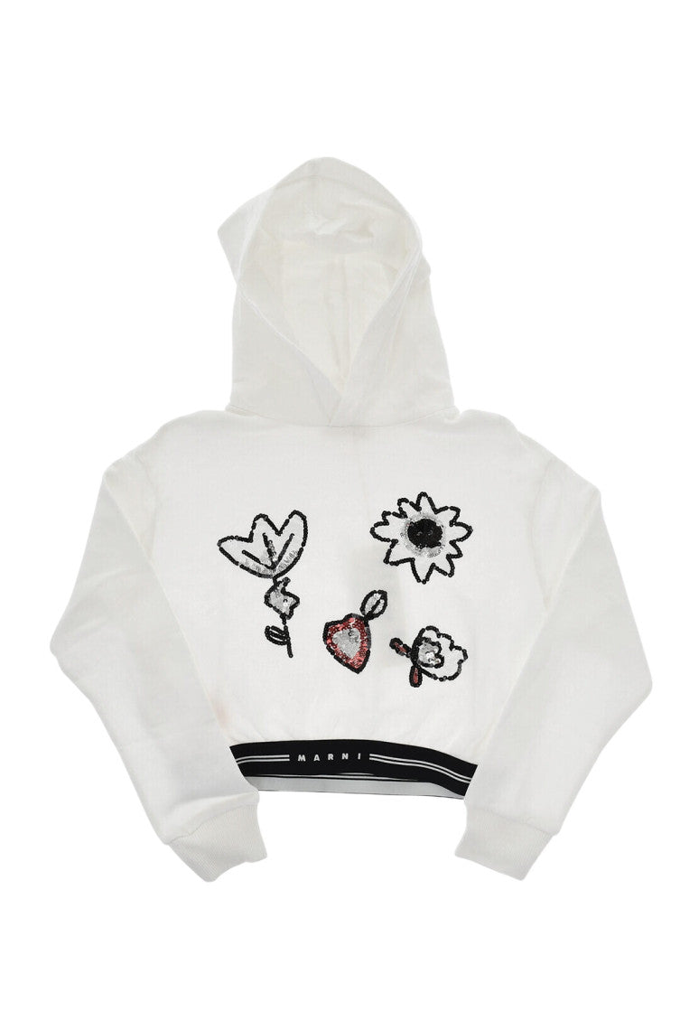 Girls White Embroidered Hoodie 1