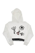 Girls White Embroidered Hoodie 1