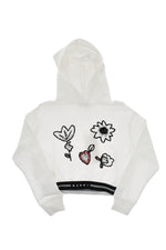 Girls White Embroidered Hoodie 1