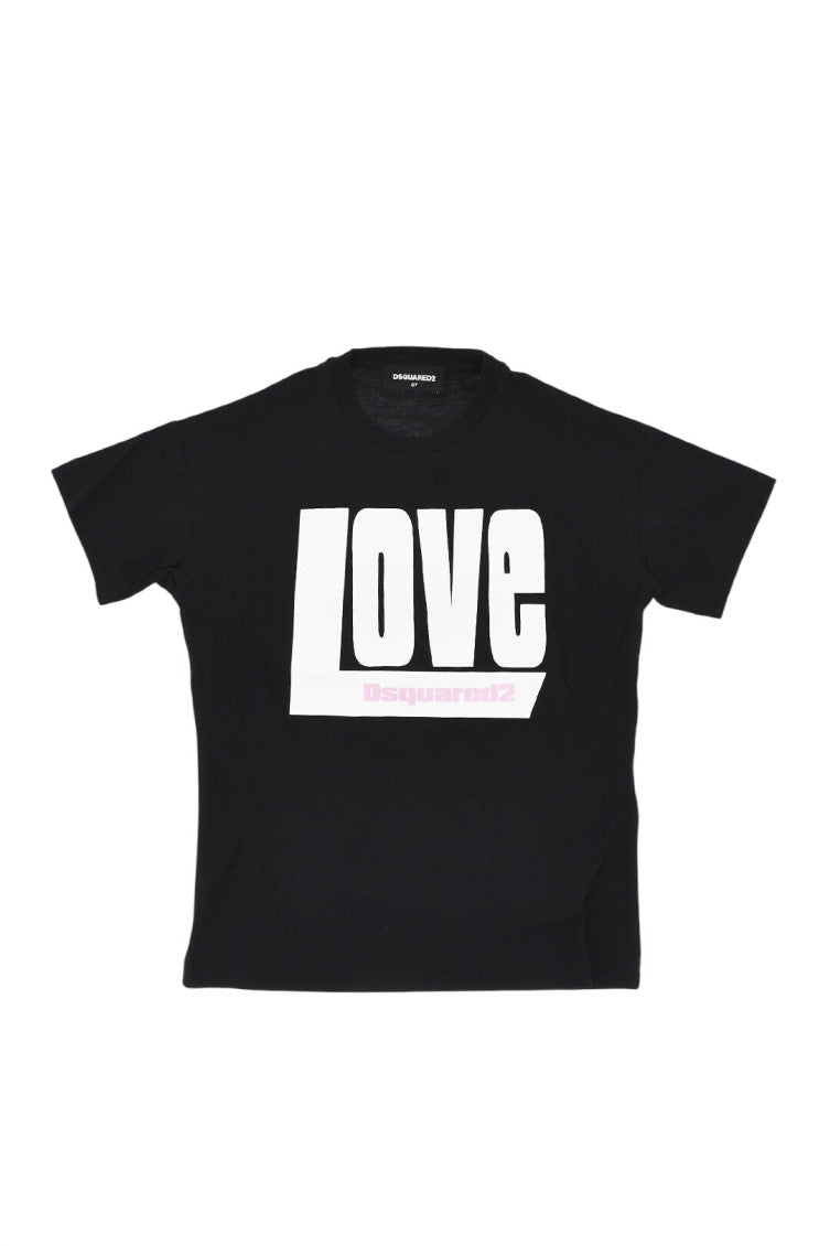 Girls Black Graphic T-Shirt 1
