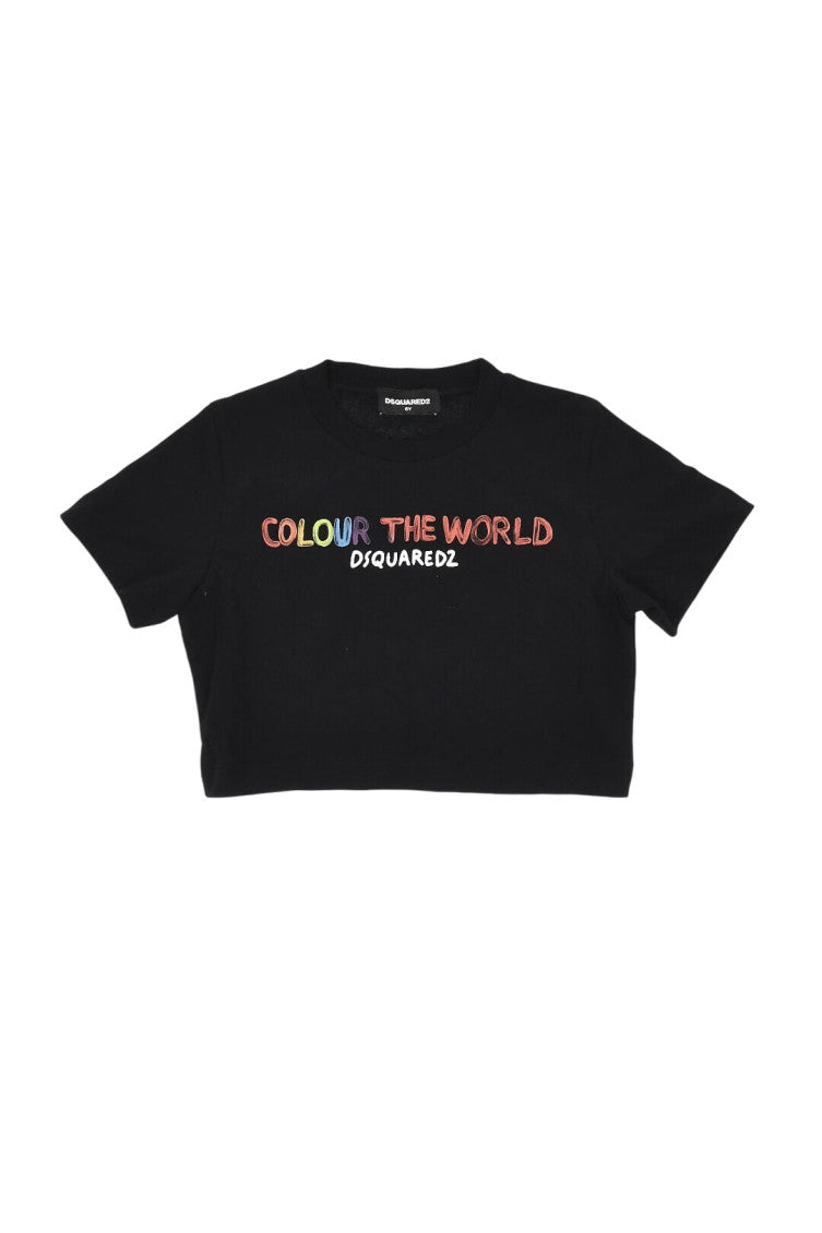 Girls Black Graphic T-Shirt 1
