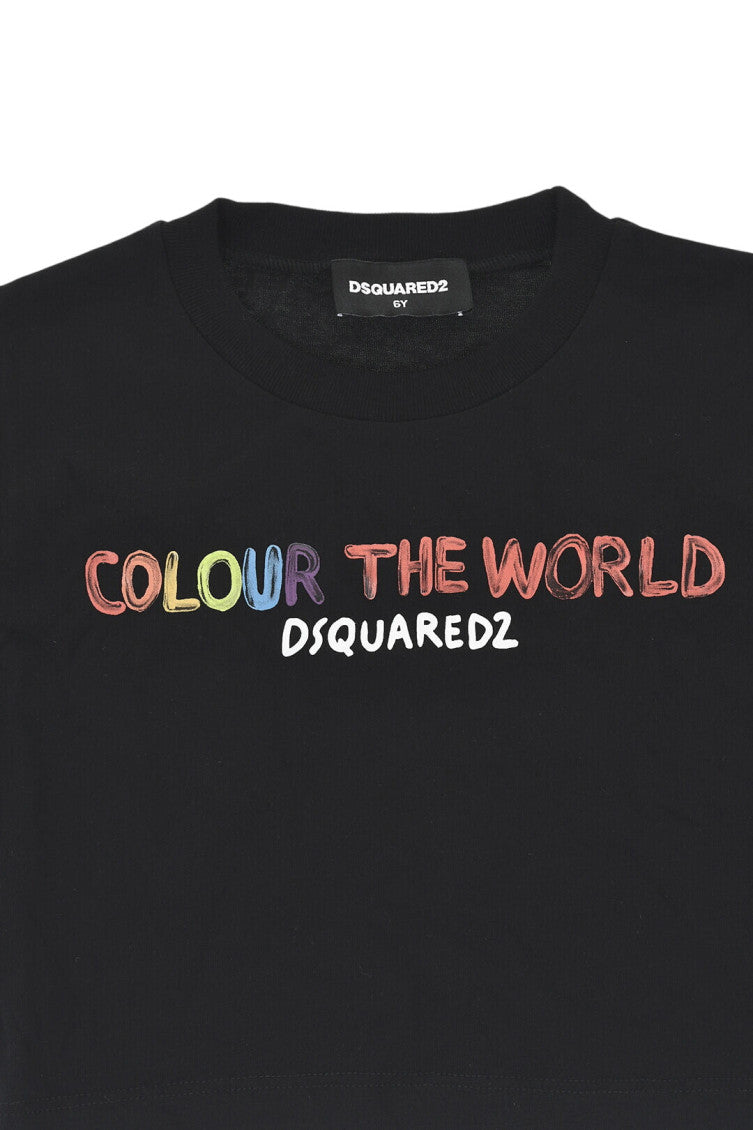 Girls Black Graphic T-Shirt 3