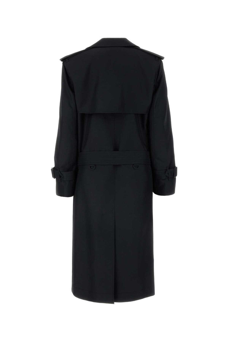 Black Double Breasted Trench Coat 2