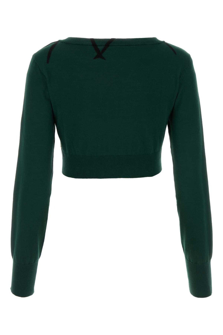 Dark Green Argyle Pattern Sweater 2