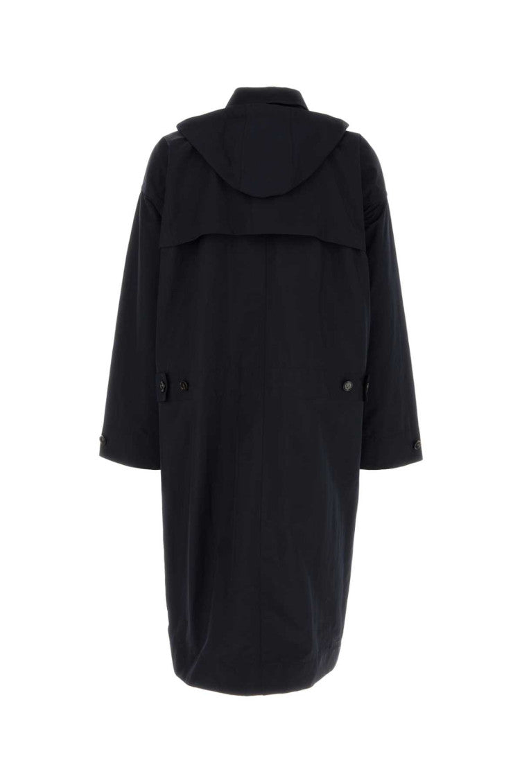 Navy blue nylon blend trench coat 2