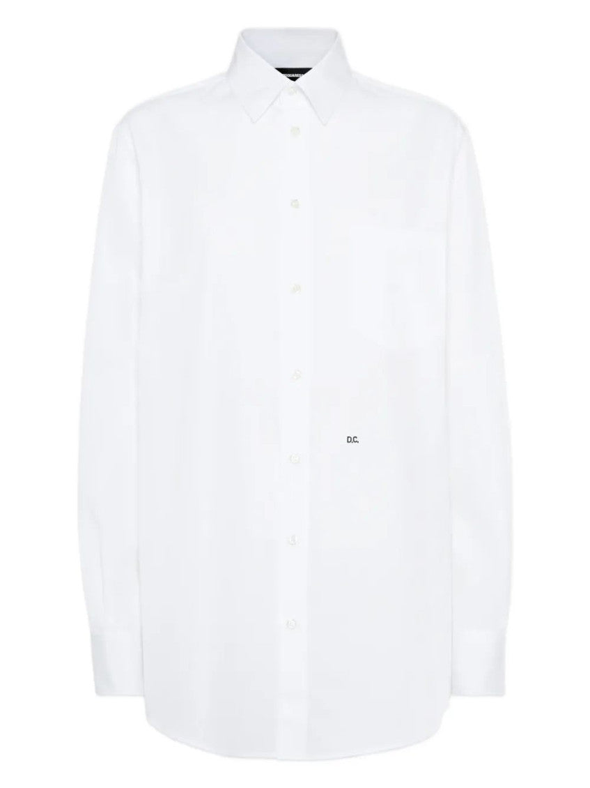 White Classic Collar Logo Shirt 1