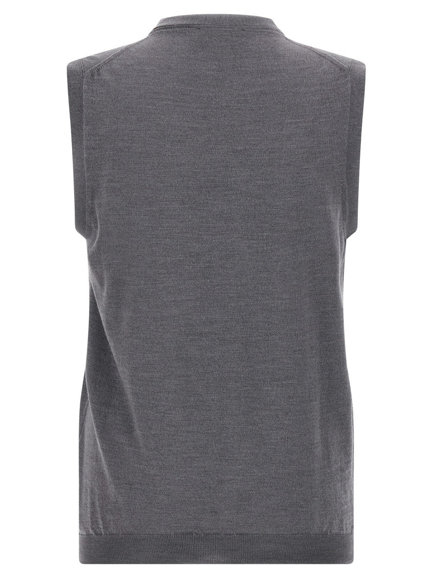Grey V-Neck Sleeveless Vest 2