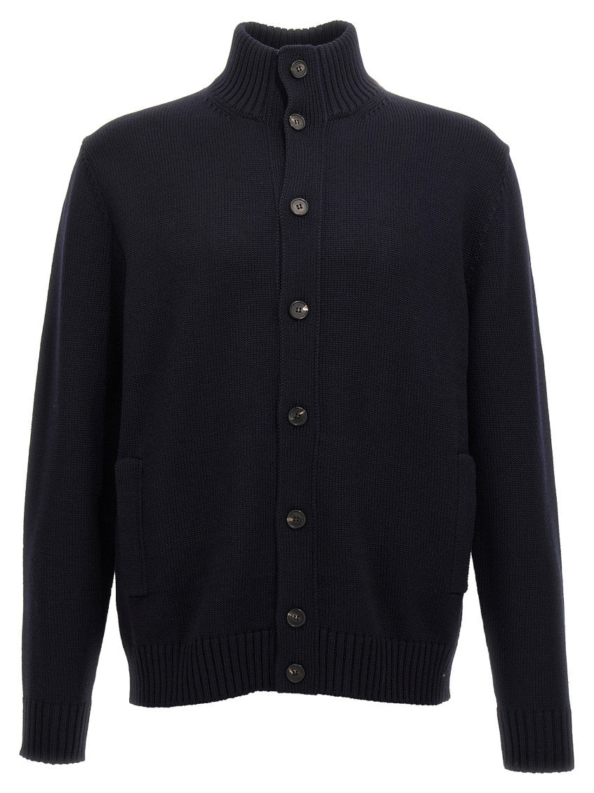 Blue High Neck Cardigan 1