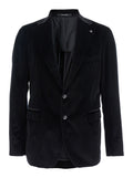 Black Logo-plaque Velvet Blazer 1