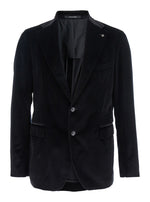 Black Logo-plaque Velvet Blazer 1