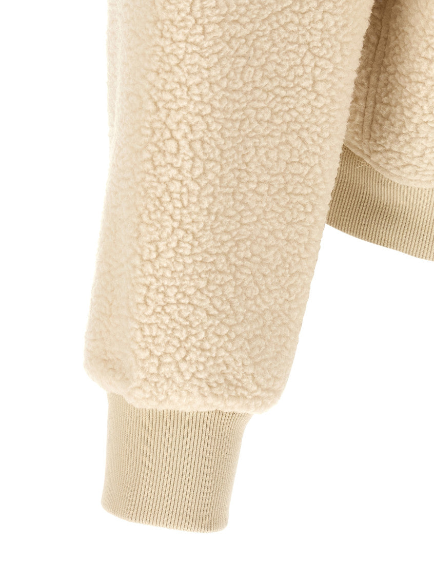 Beige Relaxed Fleece Sweatshirt 4