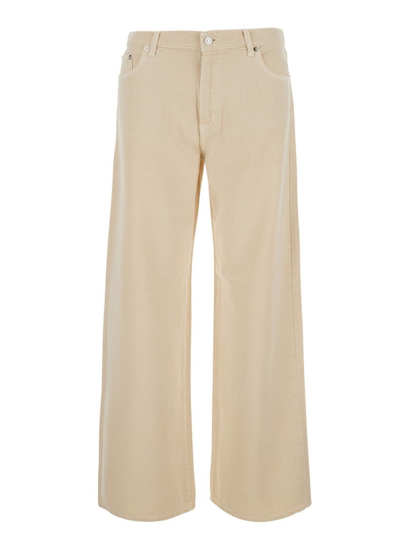 Beige Relaxed High Rise Jeans 1