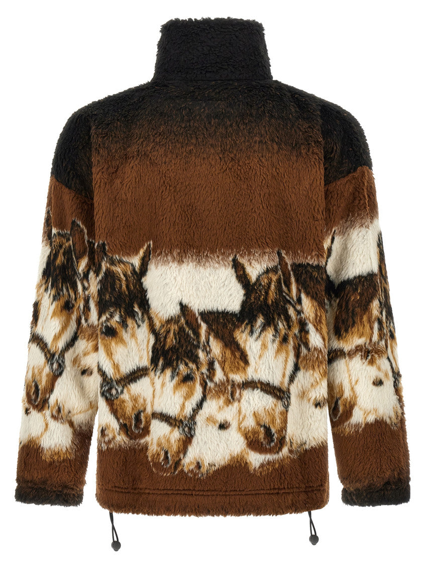 Brown Zip Up Fleece Sweatshirt 2