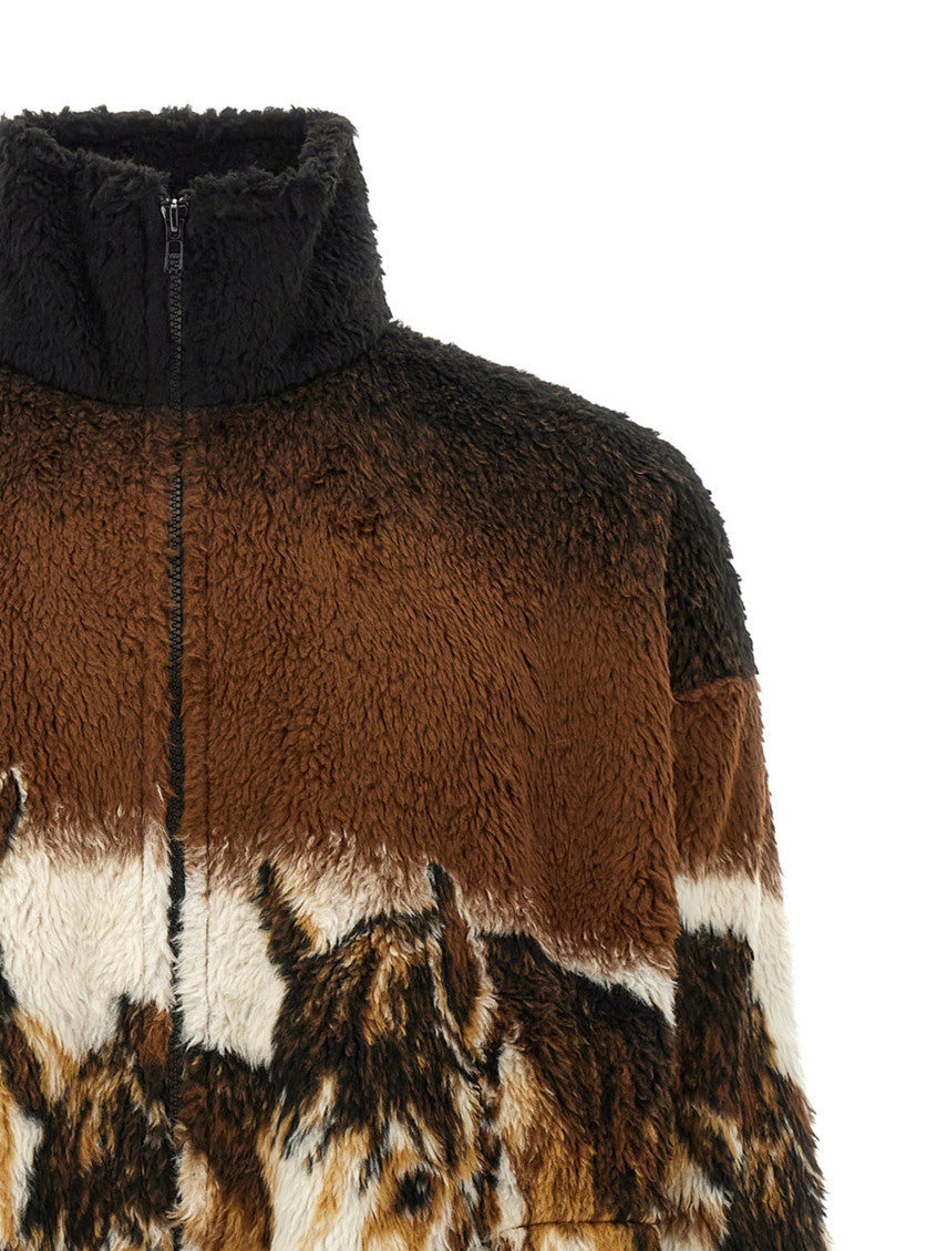Brown Zip Up Fleece Sweatshirt 3