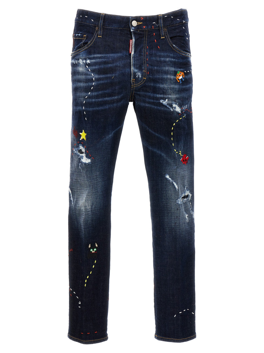 Blue Tapered Mid Rise Jeans 1
