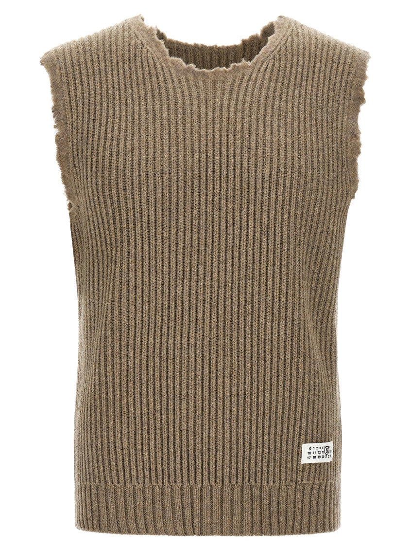 Beige Sleeveless Sweater 1