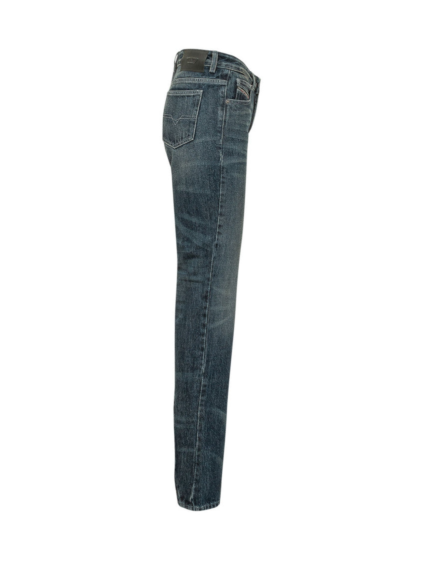 Blue Straight Mid Rise Jeans 3