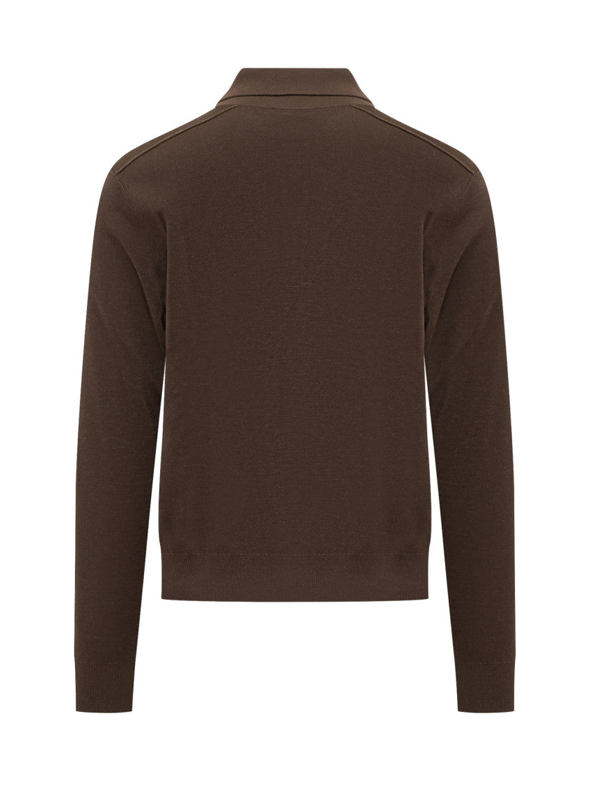 Brown Regular Polo Sweater 2