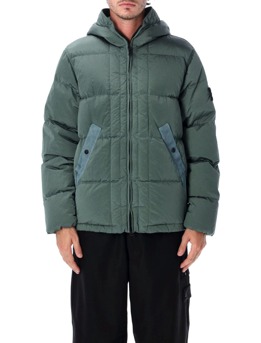 Green Hooded Down Jacket 1