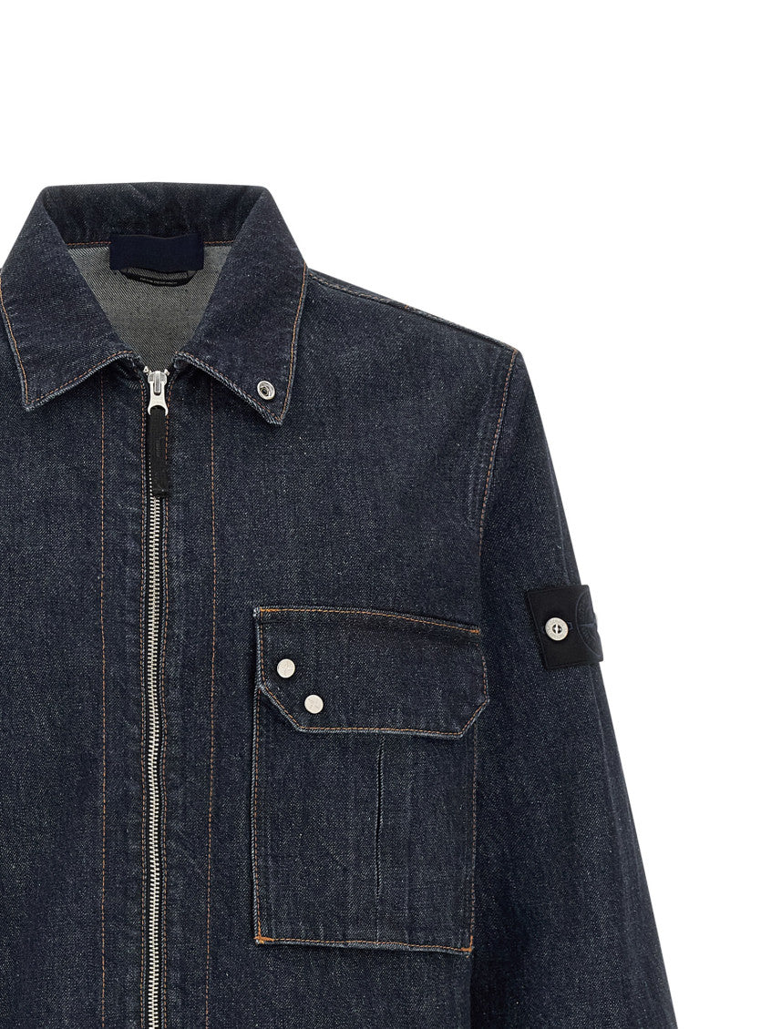 Blue Zip Up Denim Overshirt 3