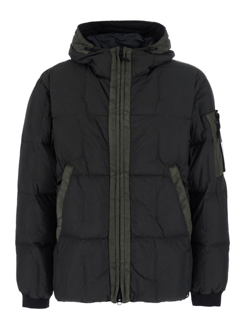 Dark Grey Quilted Hood Jacket 1