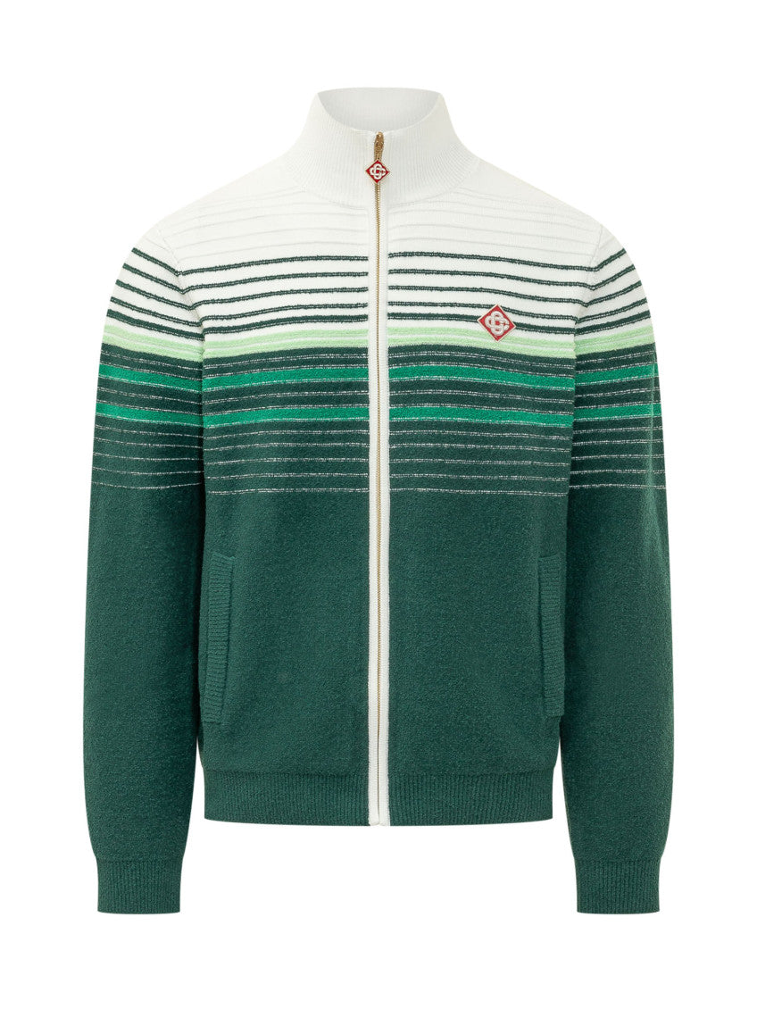 Green Stripes Zip Up Cardigan 1