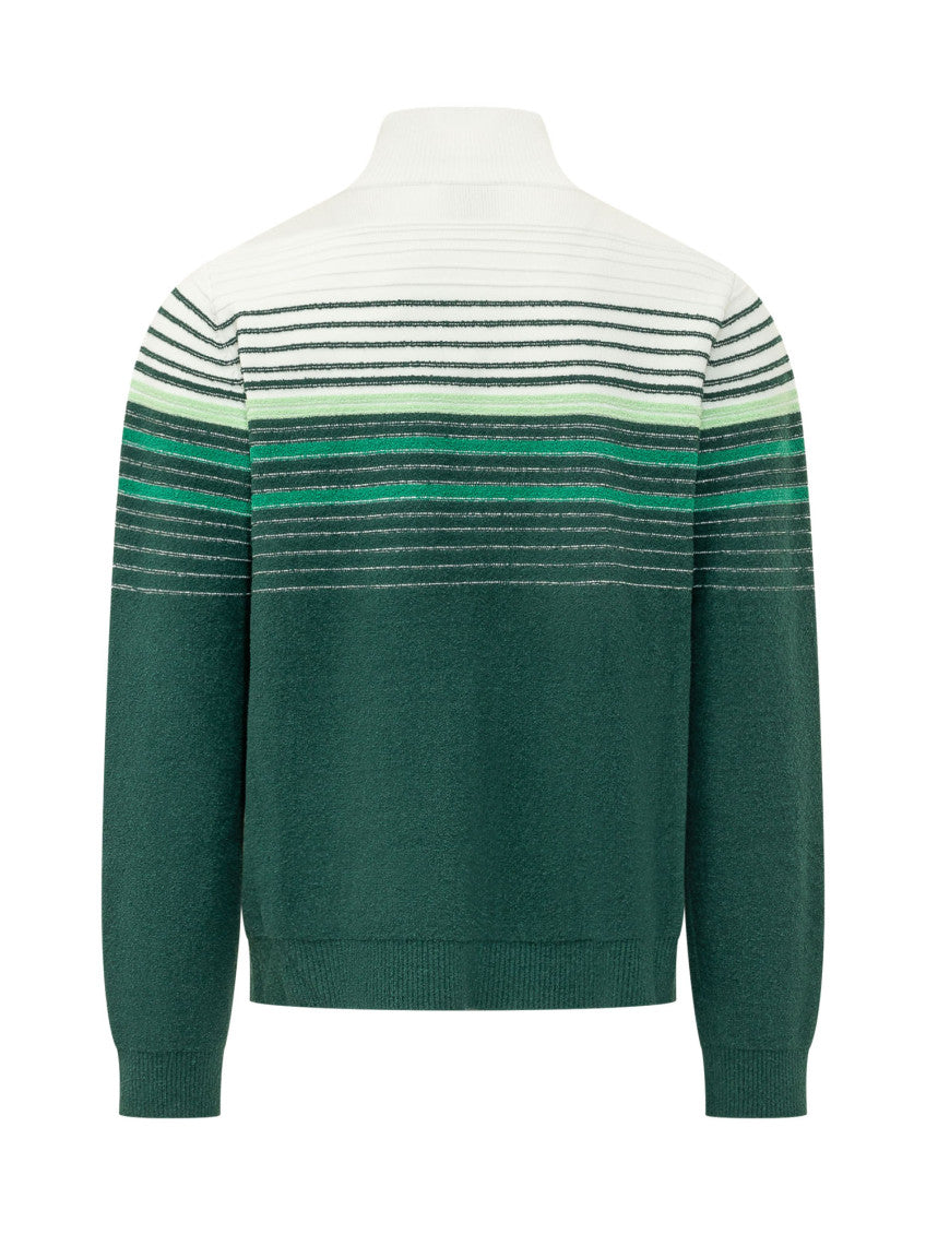 Green Stripes Zip Up Cardigan 2