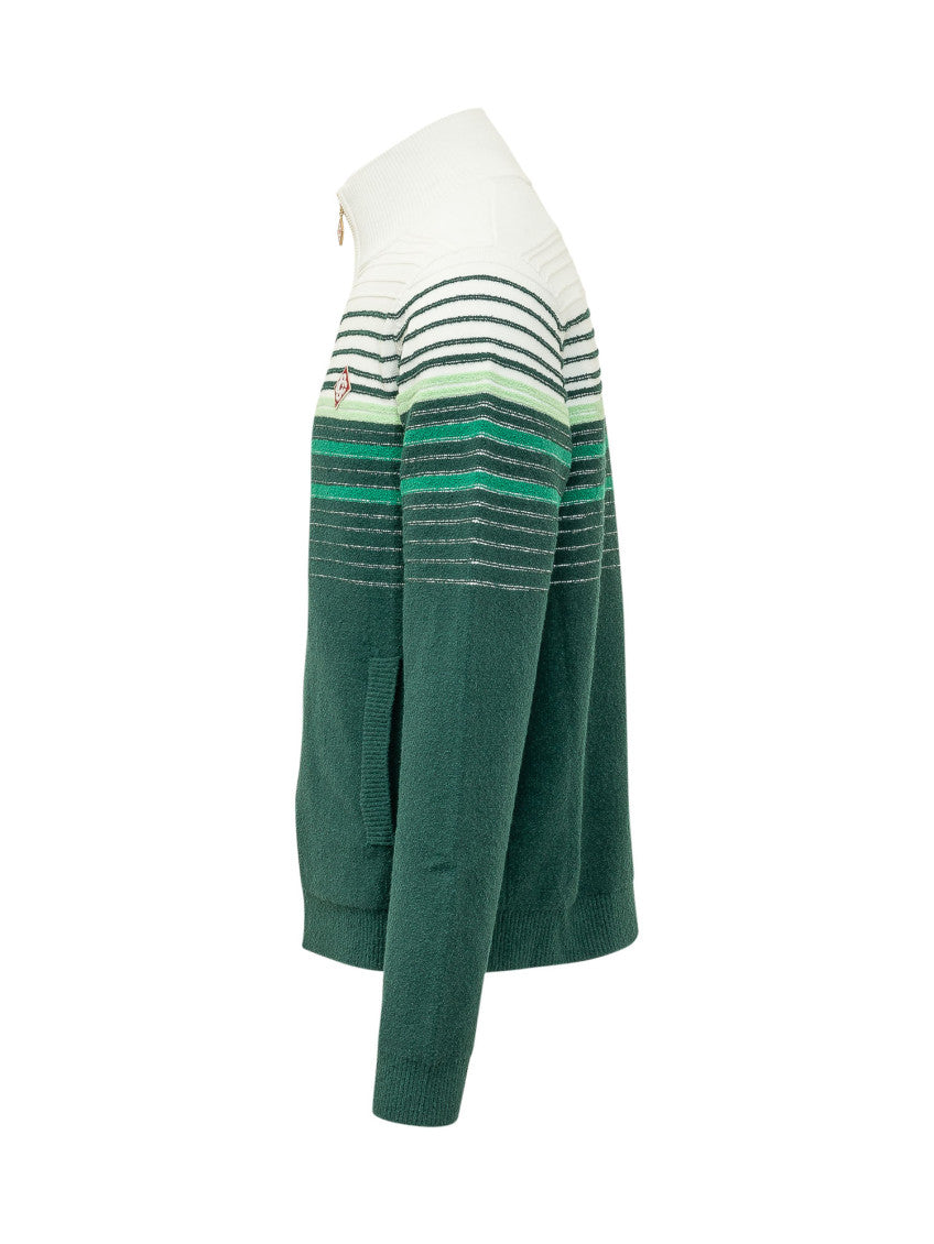 Green Stripes Zip Up Cardigan 3