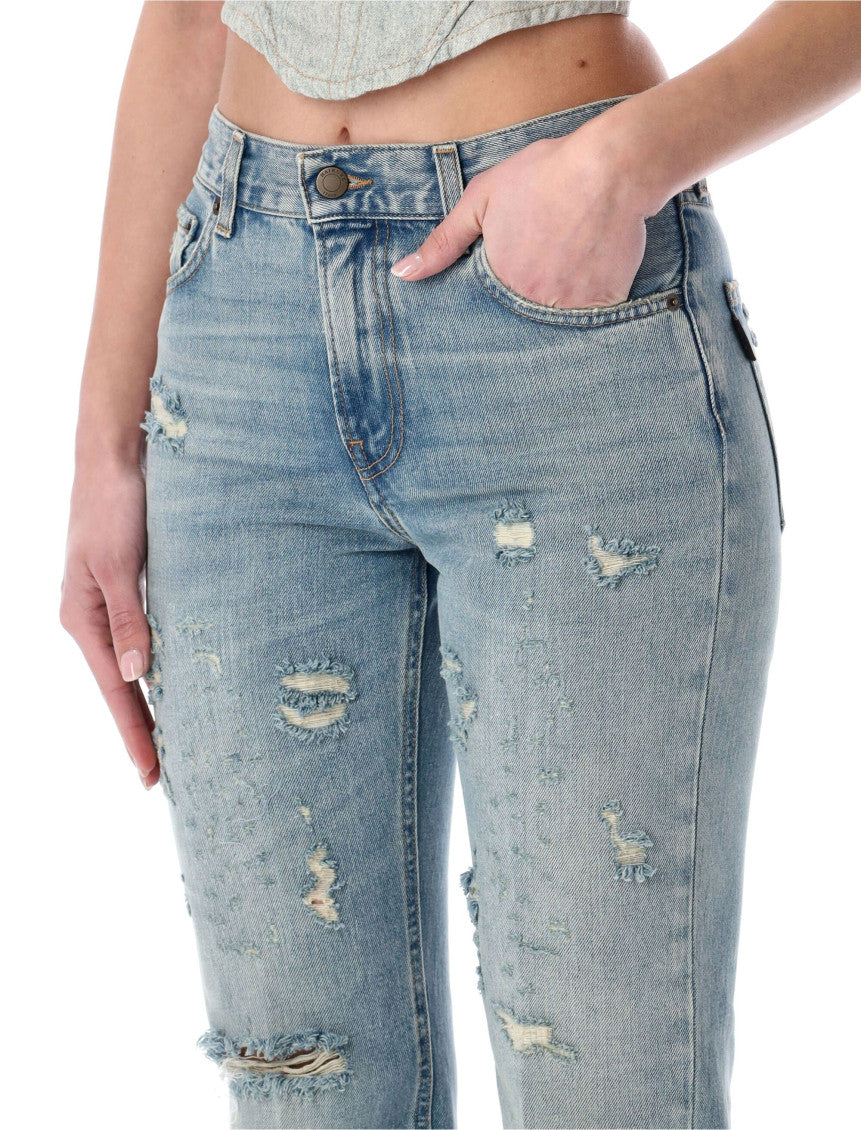 Blue Straight High Rise Jeans 3