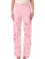 Pink Straight High Rise Jeans 1