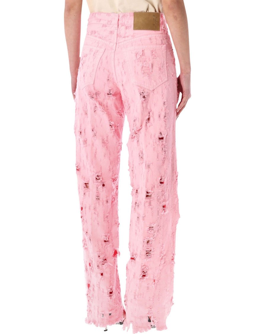 Pink Straight High Rise Jeans 2