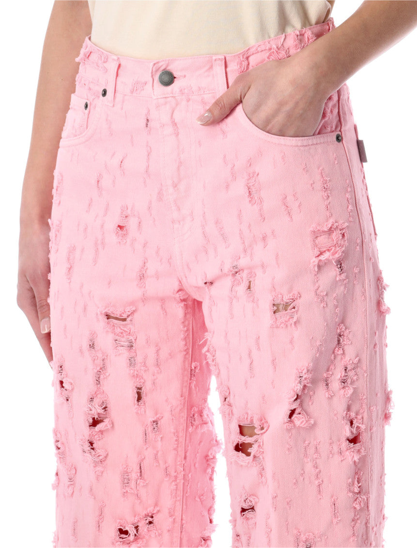Pink Straight High Rise Jeans 3