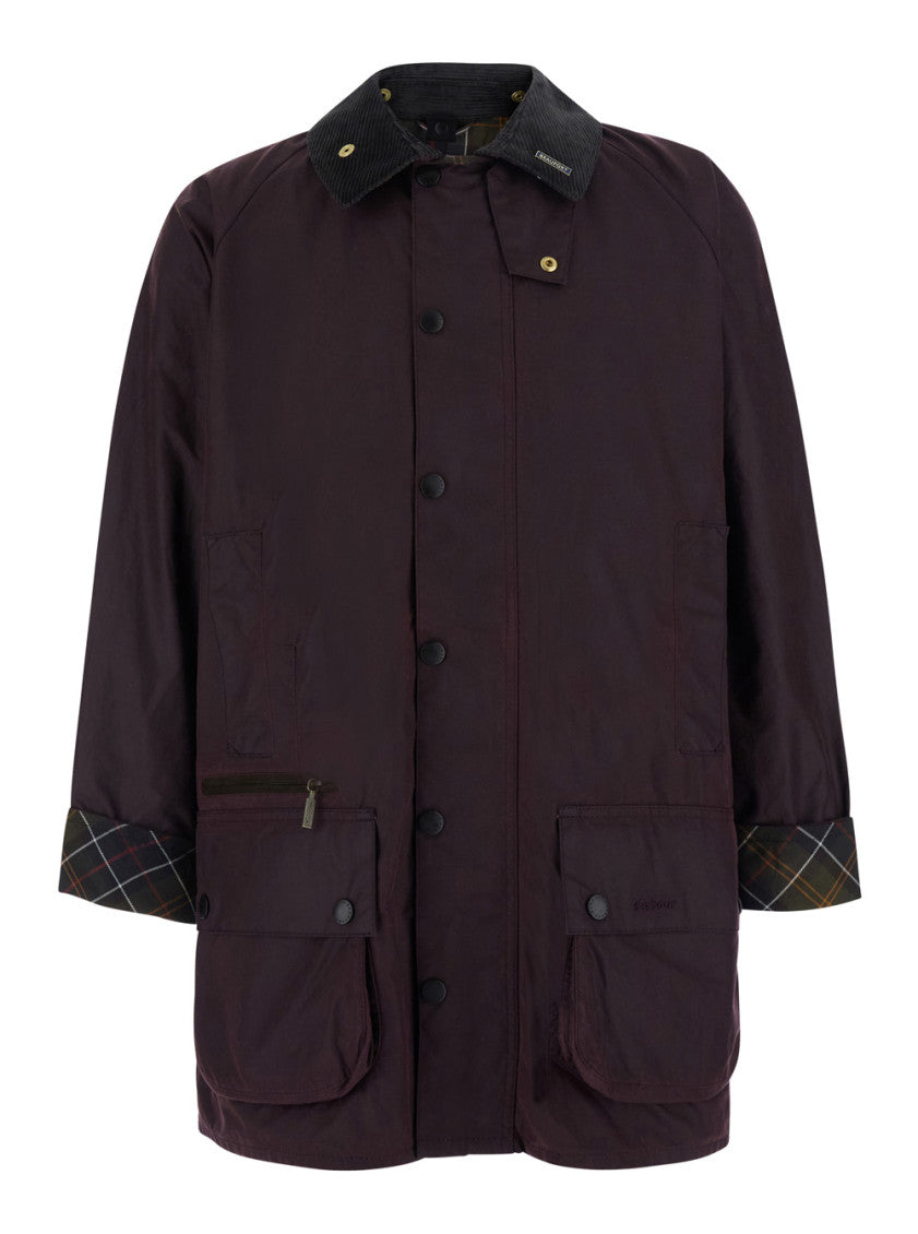 Maroon Relaxed Waxed Jacket 1