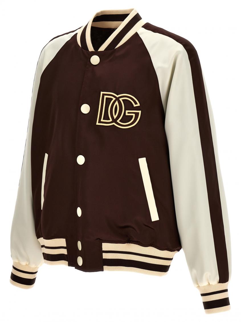 Brown Logo embroidery bomber jacket 2