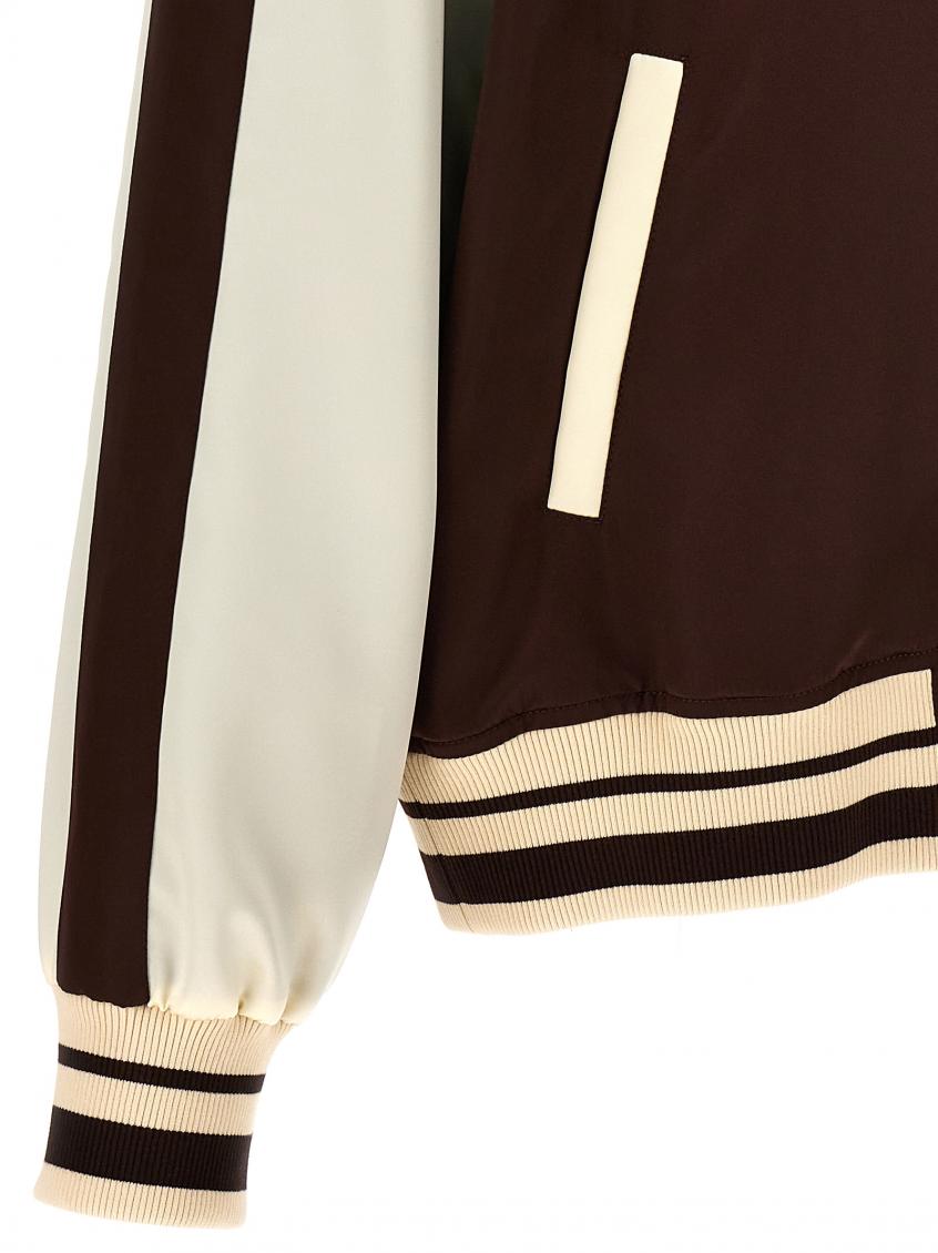 Brown Logo embroidery bomber jacket 4