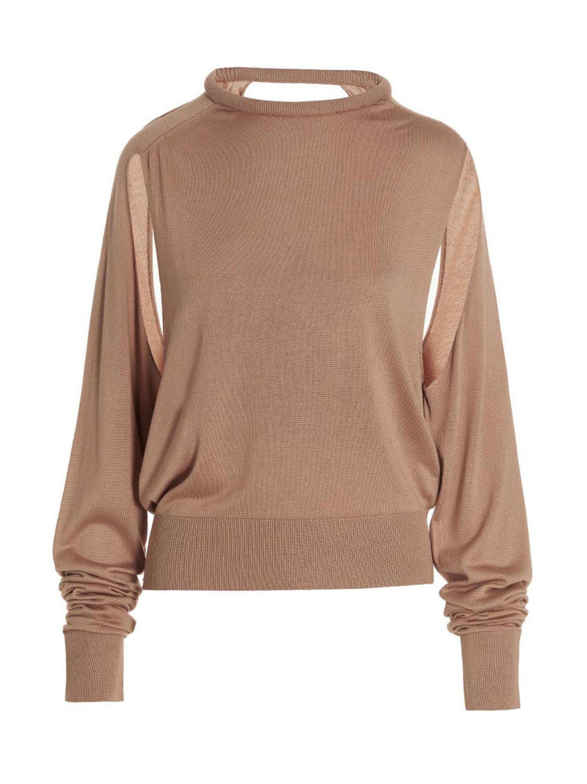 Beige Cut Out Insert Top Sweater 1