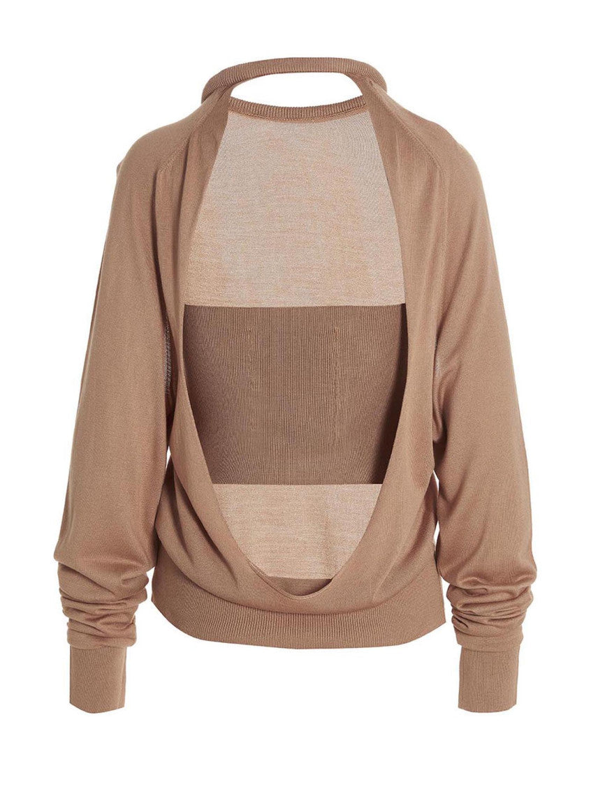 Beige Cut Out Insert Top Sweater 2