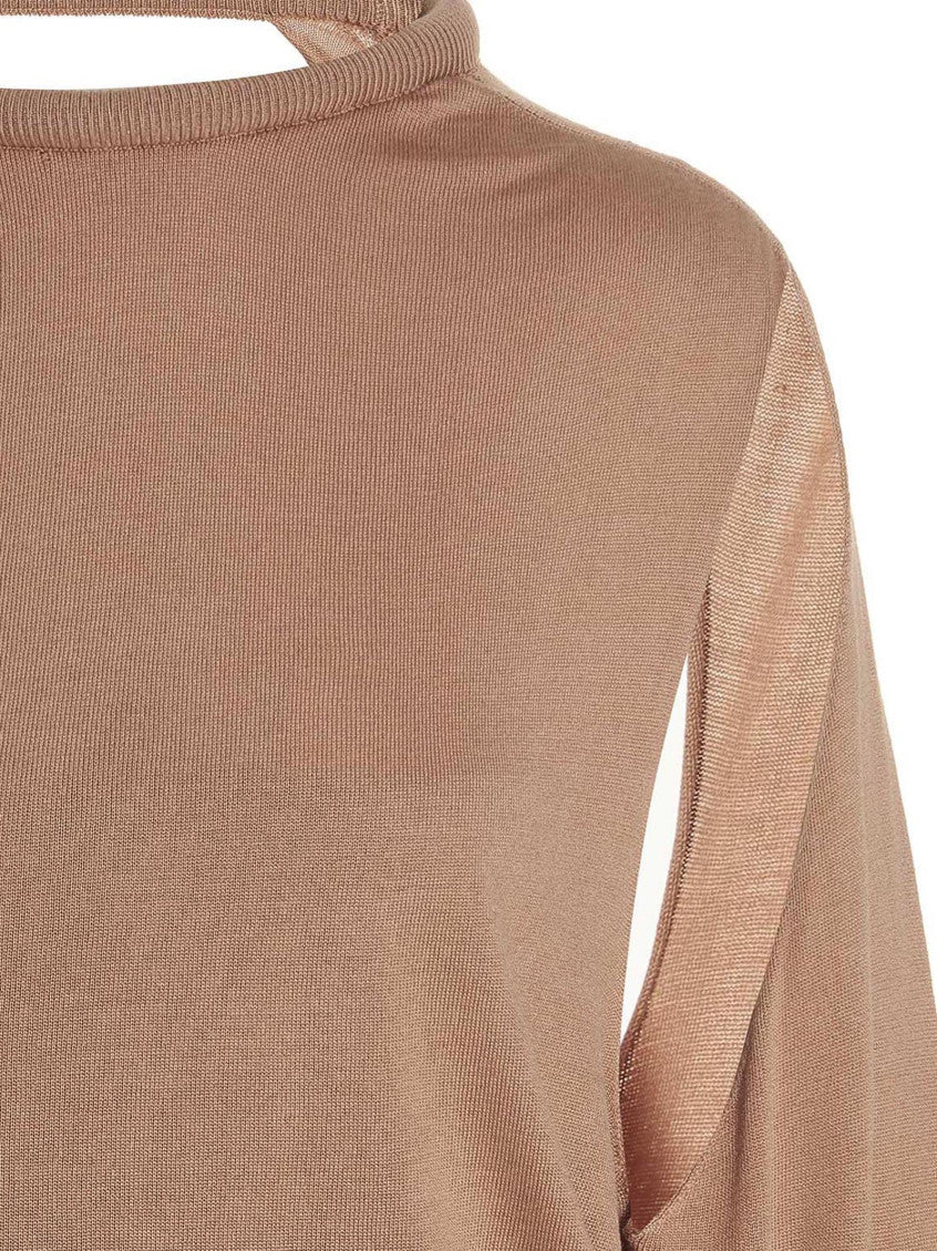 Beige Cut Out Insert Top Sweater 3