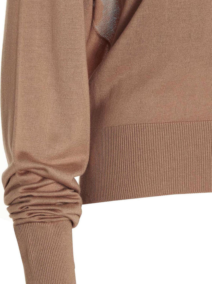Beige Cut Out Insert Top Sweater 4