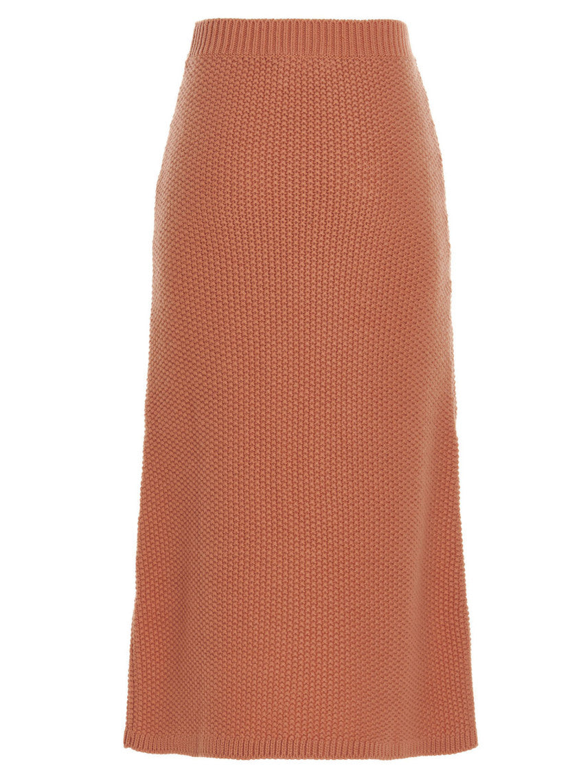 Orange Knit Long Skirt 2