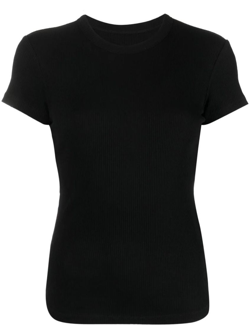 Black Ribbed Cotton T-Shirt 1
