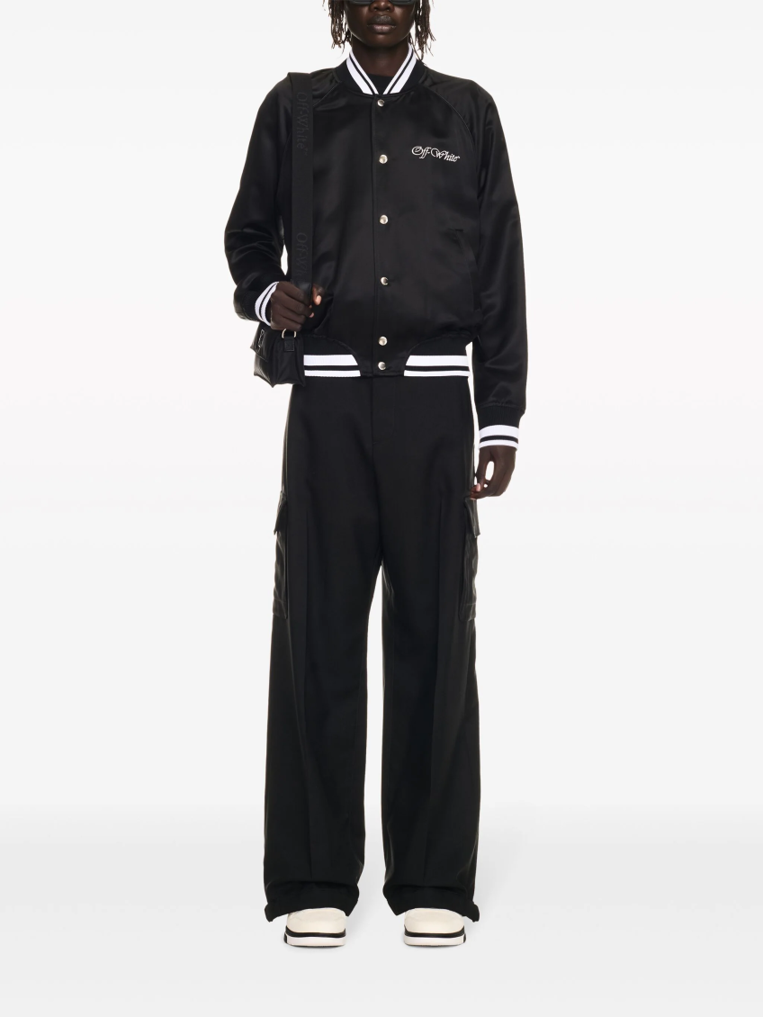 Black Embroidered Logo Bomber Jacket 2